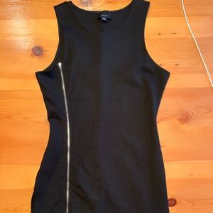 Black Bodycon Dress w/Adjustable Zipper & Leg Slit